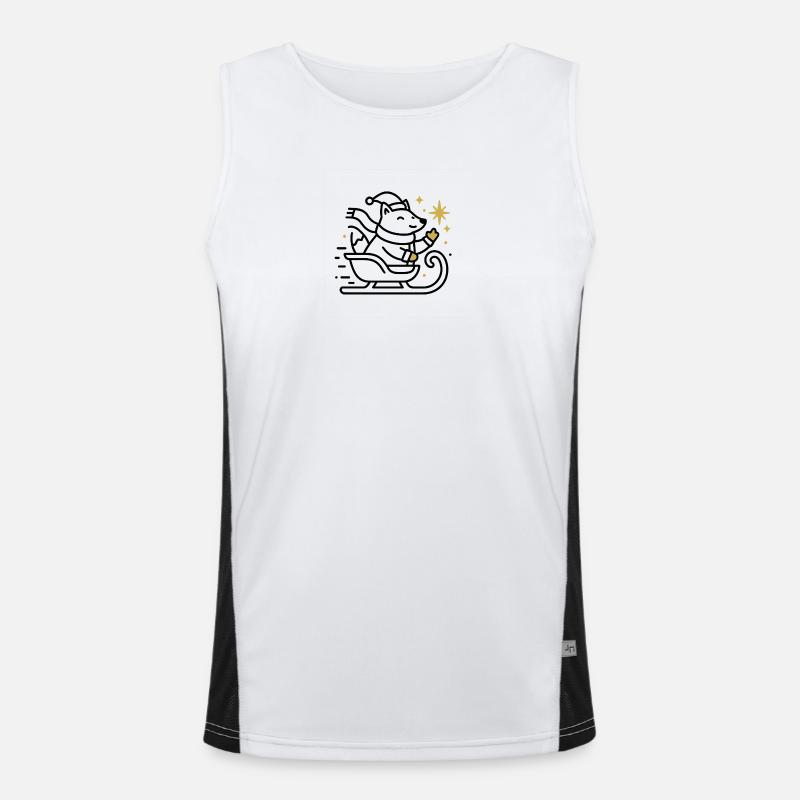 Weihnachtsmaus auf Schlitten Funktionelles Kontrast-Tank Top für Männer 
