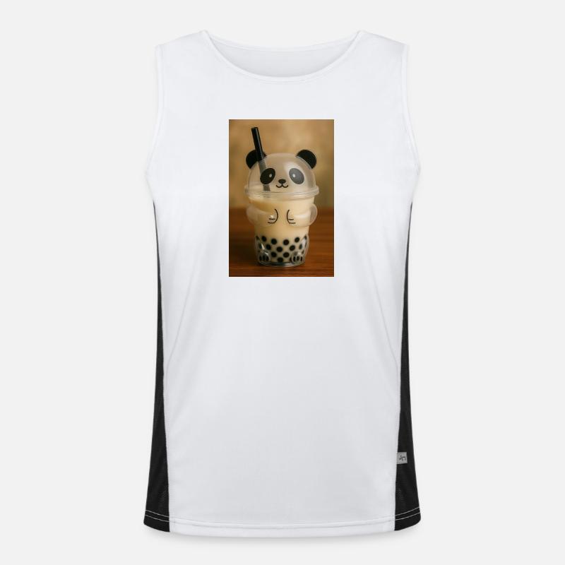 Panda Bubble Tea Cup Grafik Funktionelles Kontrast-Tank Top für Männer 