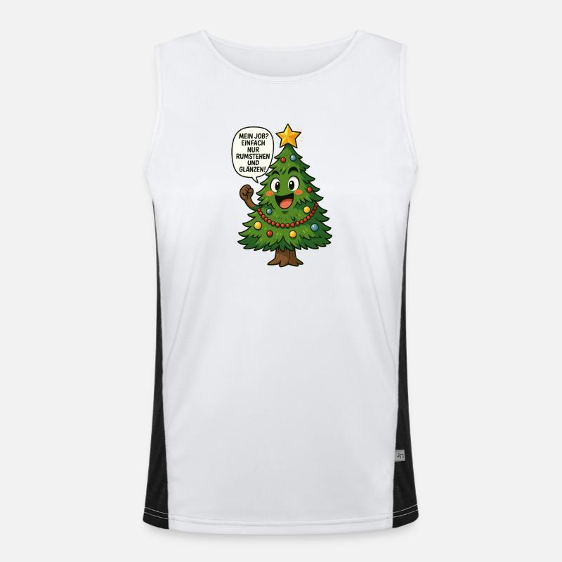 Funny Christmas Tree Saying Men's Functional Contrast Tank Top 