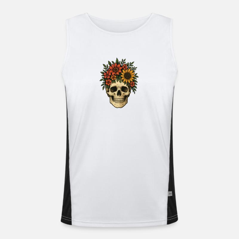 Crâne de fleur Débardeur respirant contrasté Homme 