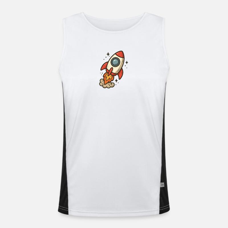 Weltraum Cartoon Rakete Funktionelles Kontrast-Tank Top für Männer 