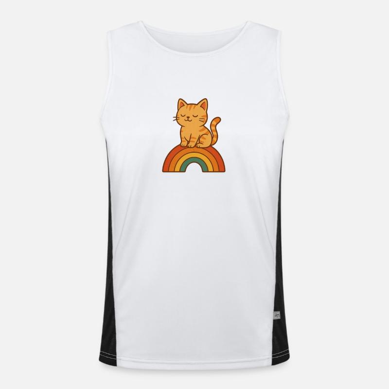 Cat Rainbow Tranquility Men's Functional Contrast Tank Top 