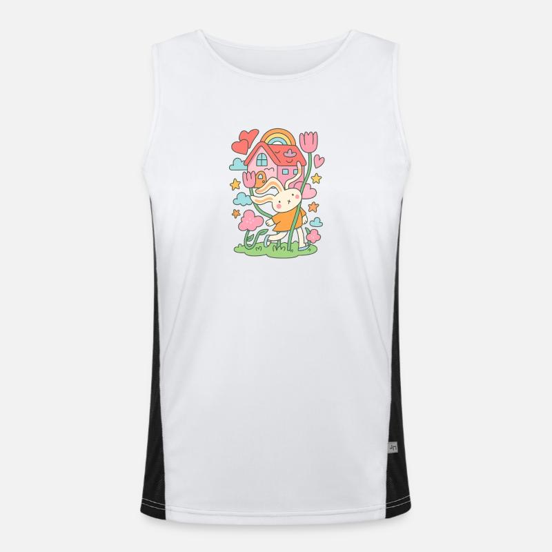Pastel Rabbit dollhouse in Bloom Men's Functional Contrast Tank Top 