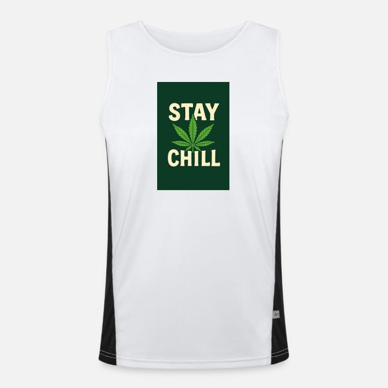 Stay Chill Feuille de Cannabis - Débardeur respirant contrasté Homme  - blanc/noir