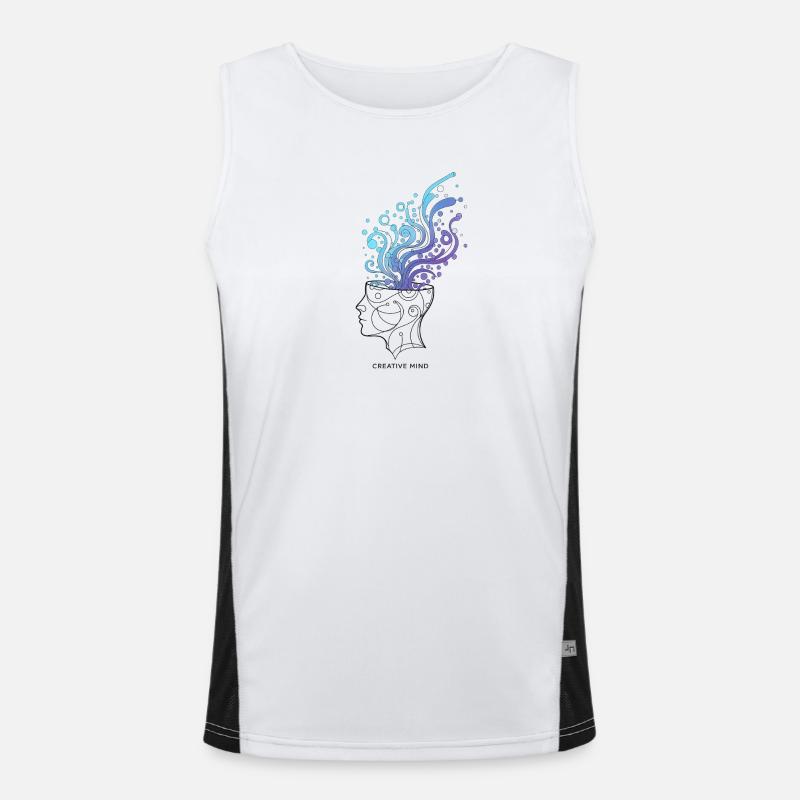 Creative Mind – Abstract Brain Illustration - Men's Functional Contrast Tank Top  - white/black