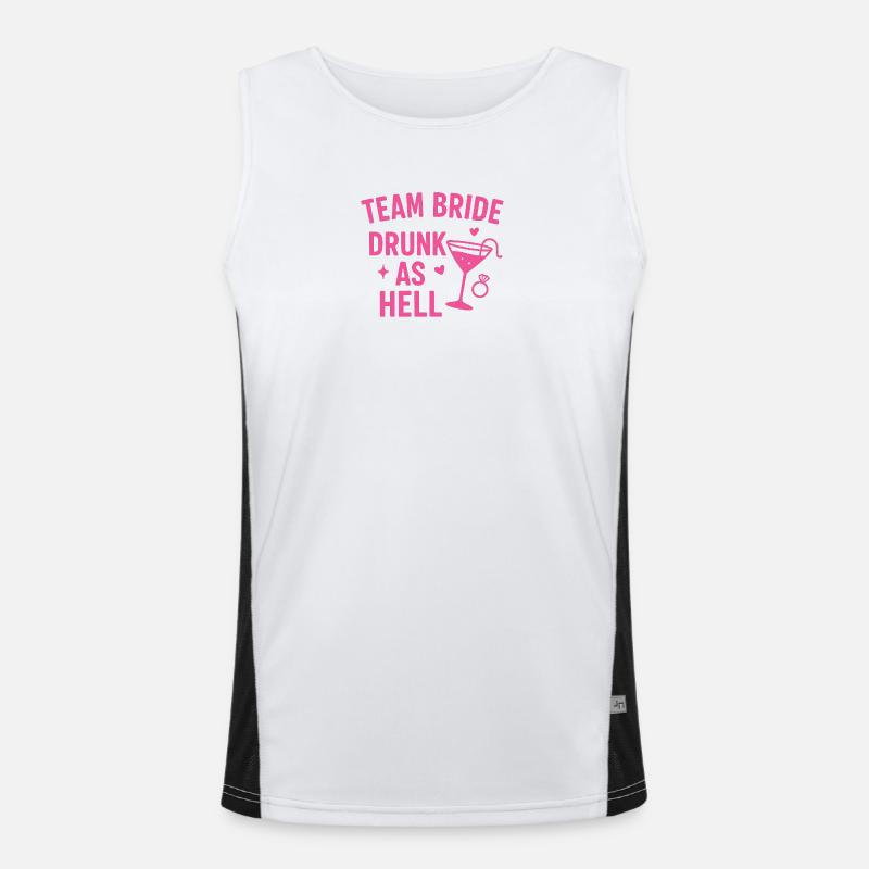 Team Bride – Drunk as Hell - Men's Functional Contrast Tank Top  - white/black