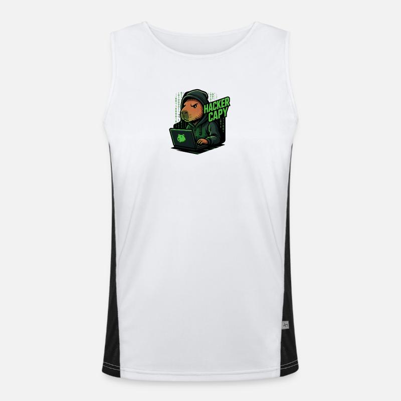 Hacker Capy – Cyber Capybara Tech  Funktionelles Kontrast-Tank Top für Männer 