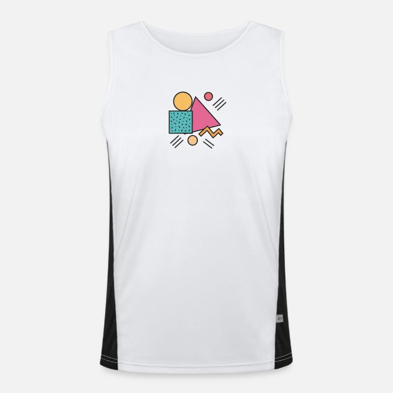 Retro Geometry - Men's Functional Contrast Tank Top  - white/black