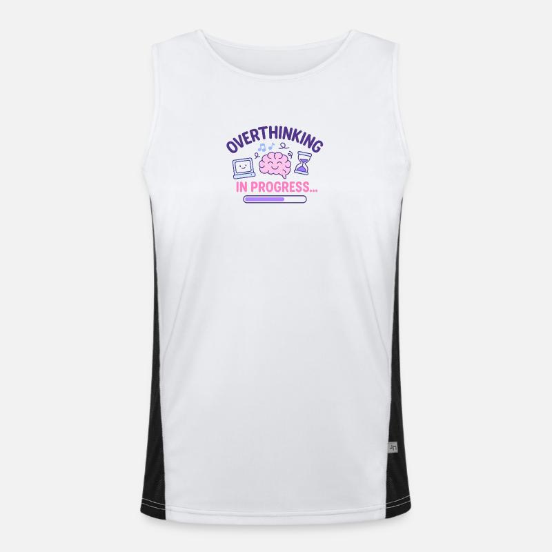 Overthinking in Progress - Men's Functional Contrast Tank Top  - white/black