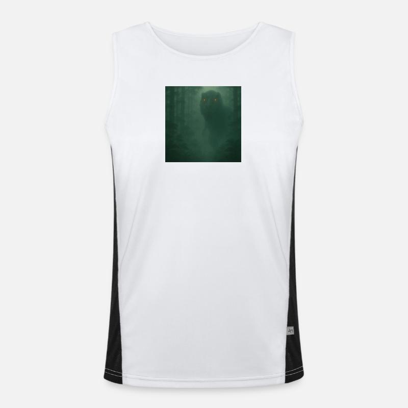 Cloud Forest Dinosaur with Fire Eyes - Men's Functional Contrast Tank Top  - white/black