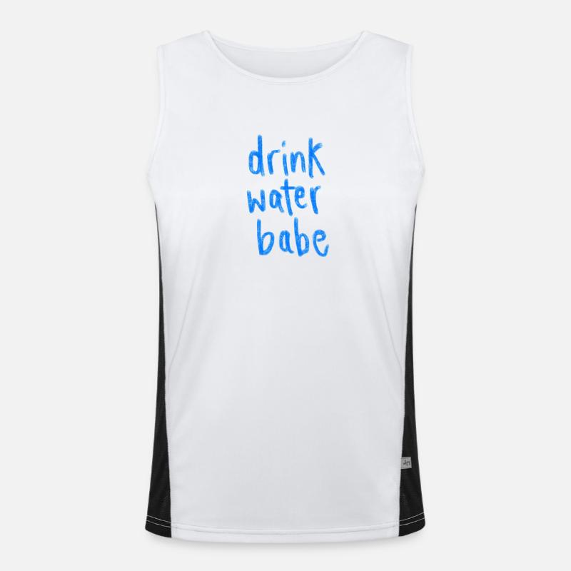 Drink Water Babe – Motivational Hydration Letterin Men's Functional Contrast Tank Top 