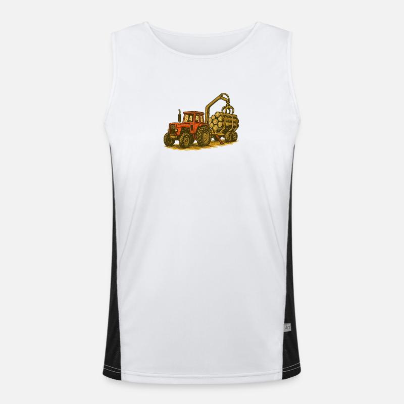 Forest Tractor with Timber Load Men's Functional Contrast Tank Top 