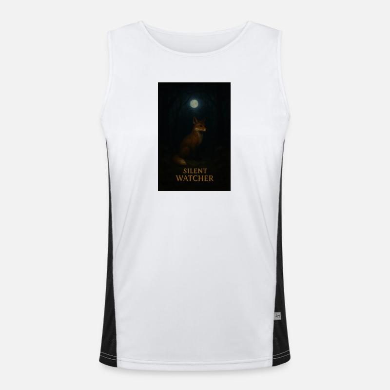 Silent Waiting Fox by Moonlight - Men's Functional Contrast Tank Top  - white/black