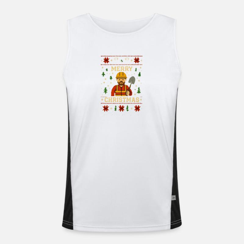 Construction worker Christmas motif - Men's Functional Contrast Tank Top  - white/black