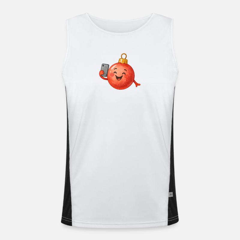 Fröhliche Weihnachtskugel Selfie Funktionelles Kontrast-Tank Top für Männer 