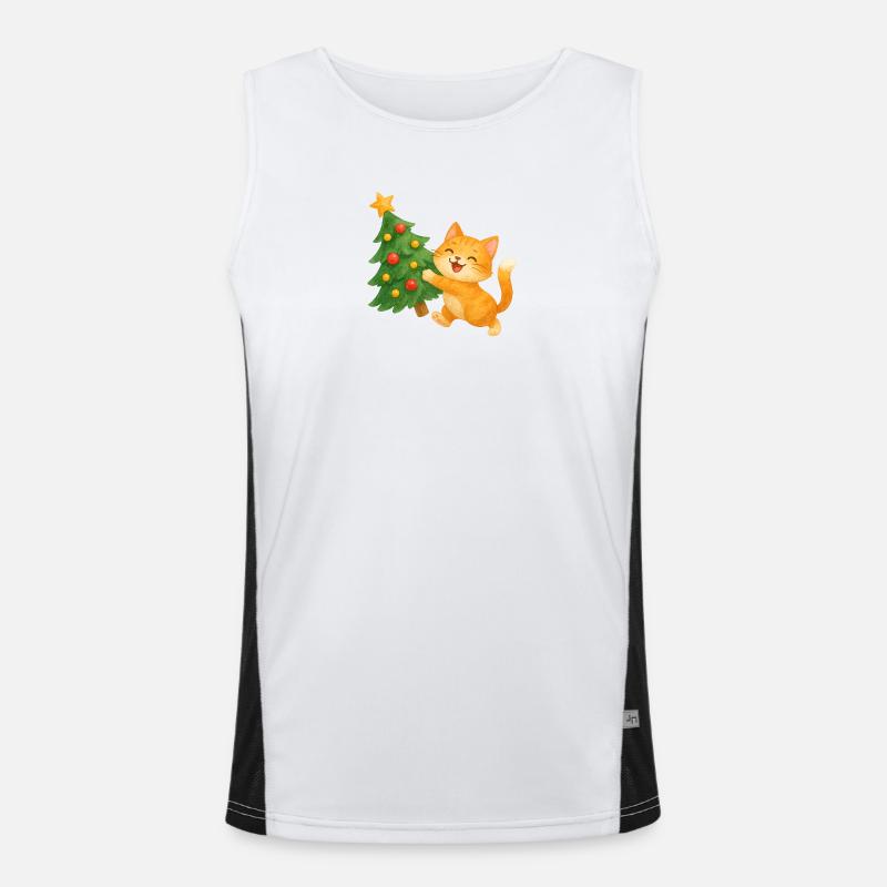 Katzenglück am Weihnachtsbaum Funktionelles Kontrast-Tank Top für Männer 