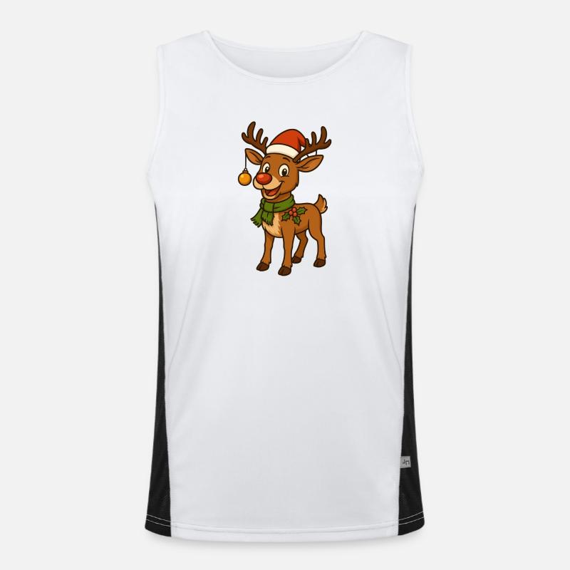 Comic-Weihnachtshirsch mit Deko Funktionelles Kontrast-Tank Top für Männer 