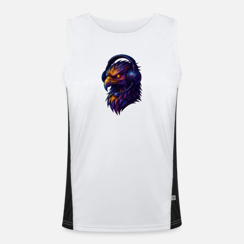 Neon eagle with headset - Men's Functional Contrast Tank Top  - white/black