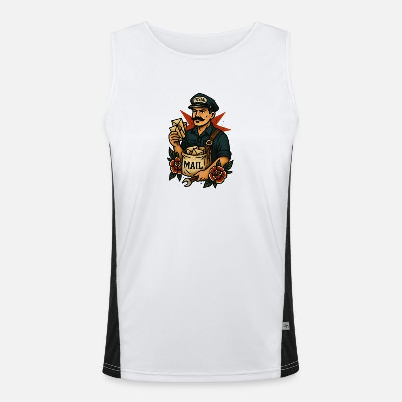 Vintage Postbote mit Briefen Funktionelles Kontrast-Tank Top für Männer 