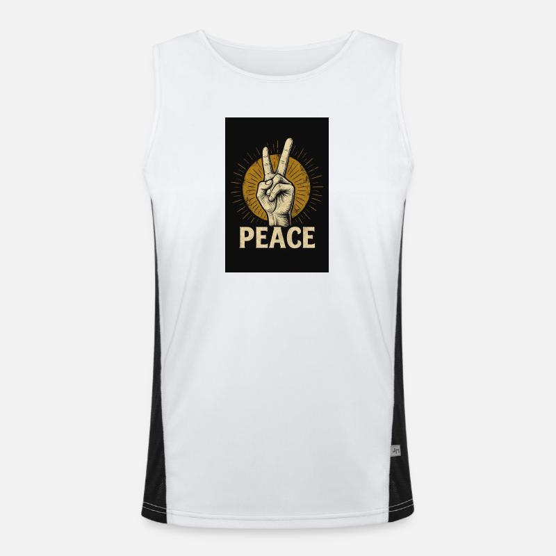 Peace Hand Retro Design Men's Functional Contrast Tank Top 