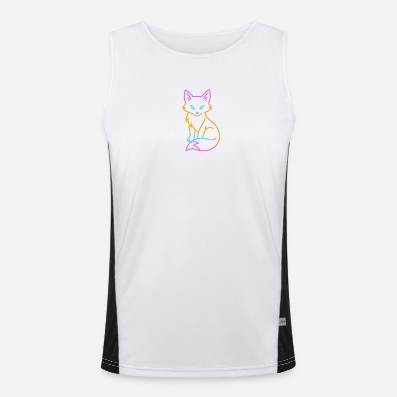 Neon Fox Outline Men's Functional Contrast Tank Top 