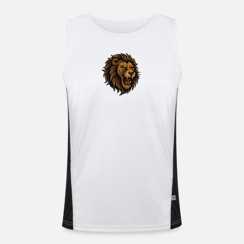 Tête de lion dans un style brun doré Débardeur respirant contrasté Homme 