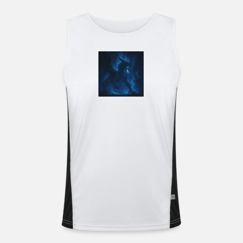 Blue Fire Dragon in Night Shadow - Men's Functional Contrast Tank Top - white/black
