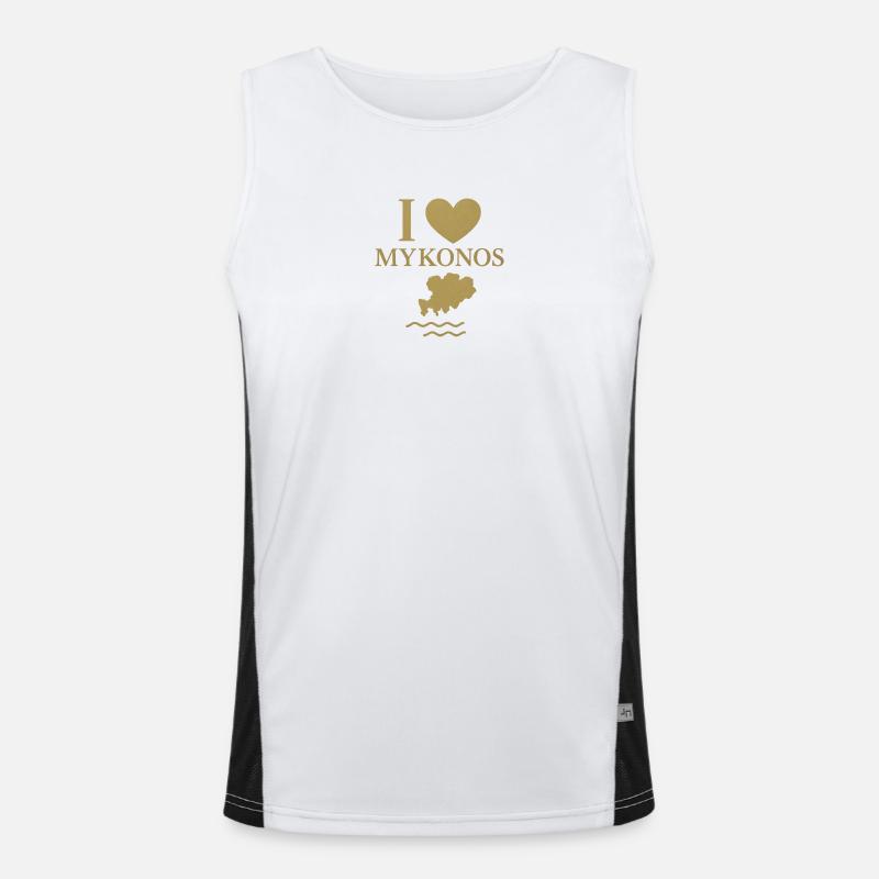 I Love Mykonos Gold Funktionelles Kontrast-Tank Top für Männer 