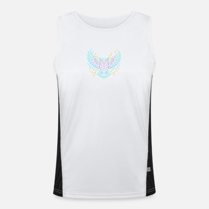 Neon-Eule mit Blitzen Funktionelles Kontrast-Tank Top für Männer 