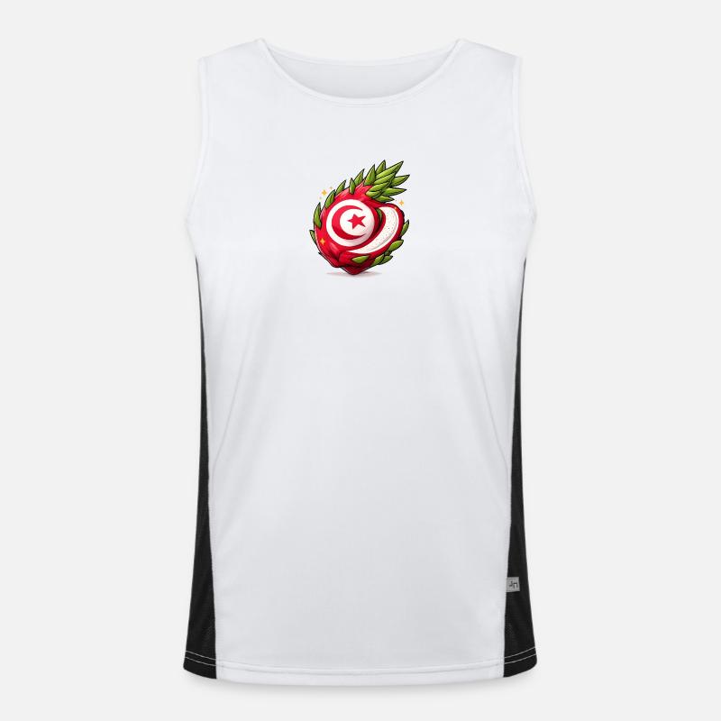 Tunisian Fruit Heart Pattern - Men's Functional Contrast Tank Top  - white/black