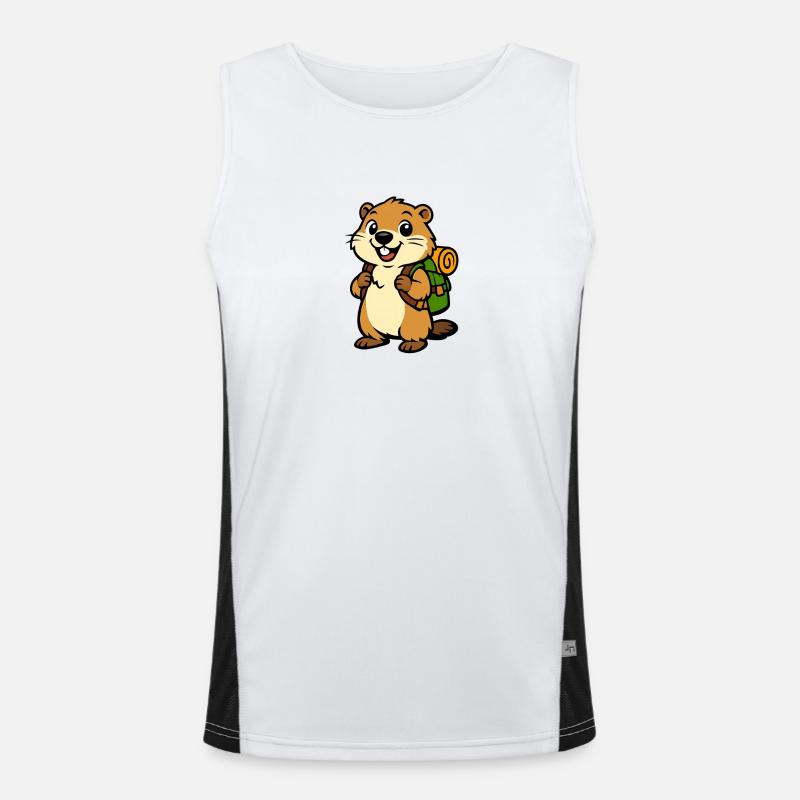 Murmeltier wandern Tier Gebirge Funktionelles Kontrast-Tank Top für Männer 