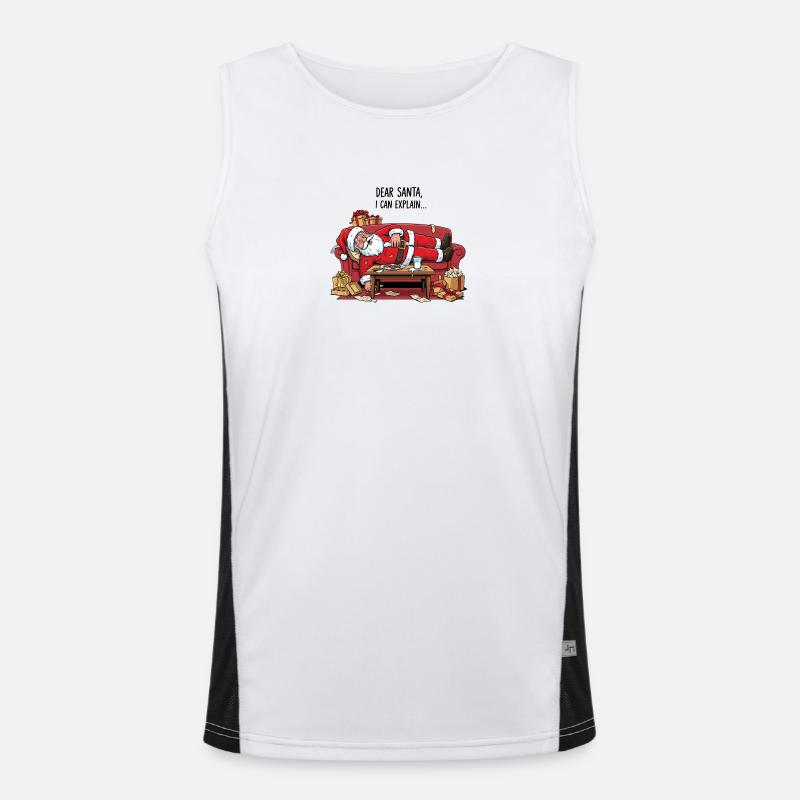 Weihnachtsmann schläft auf gemütlicher Couch Funktionelles Kontrast-Tank Top für Männer 