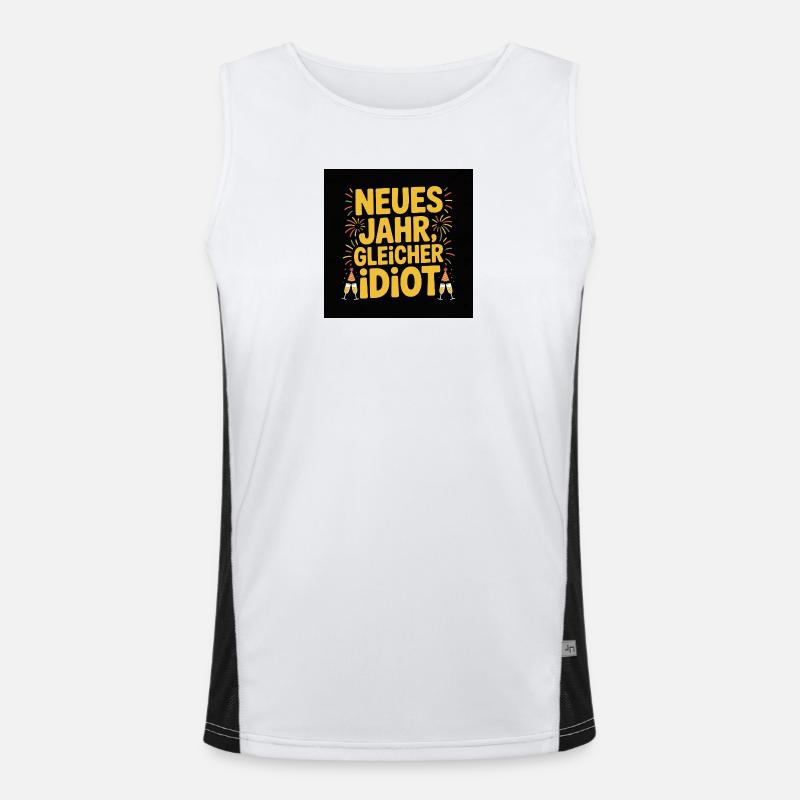 New year, same idiot - Men's Functional Contrast Tank Top  - white/black