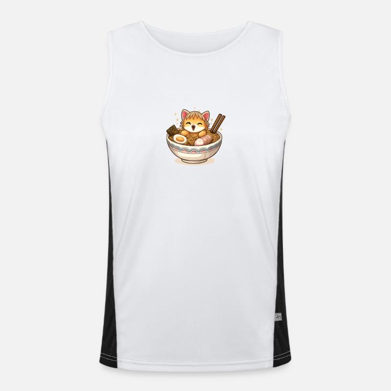 Bol de chat de ramen de kawaï Débardeur respirant contrasté Homme 