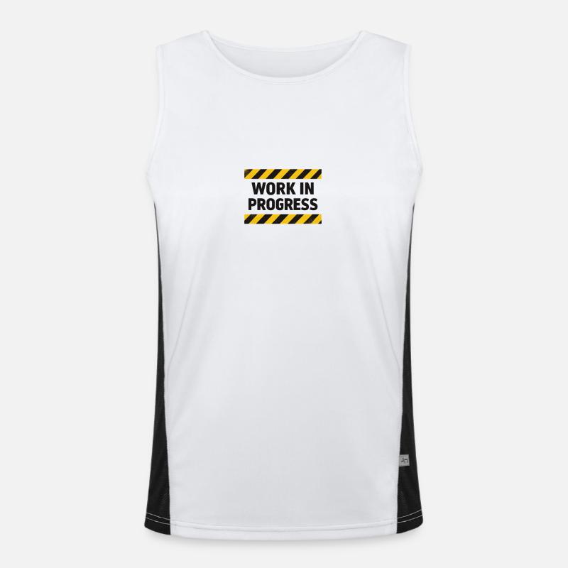 Progress in progress – warning tape - Men's Functional Contrast Tank Top  - white/black