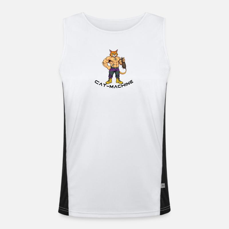 Cat muscle hero with mouse Men's Functional Contrast Tank Top 
