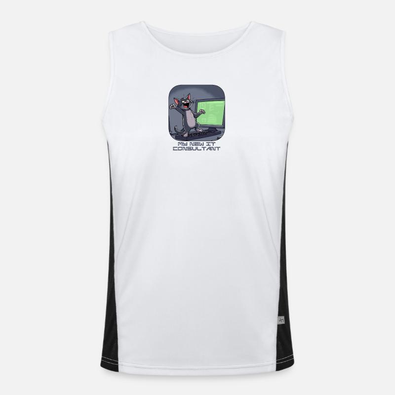 IT-Katze am Computer Funktionelles Kontrast-Tank Top für Männer 