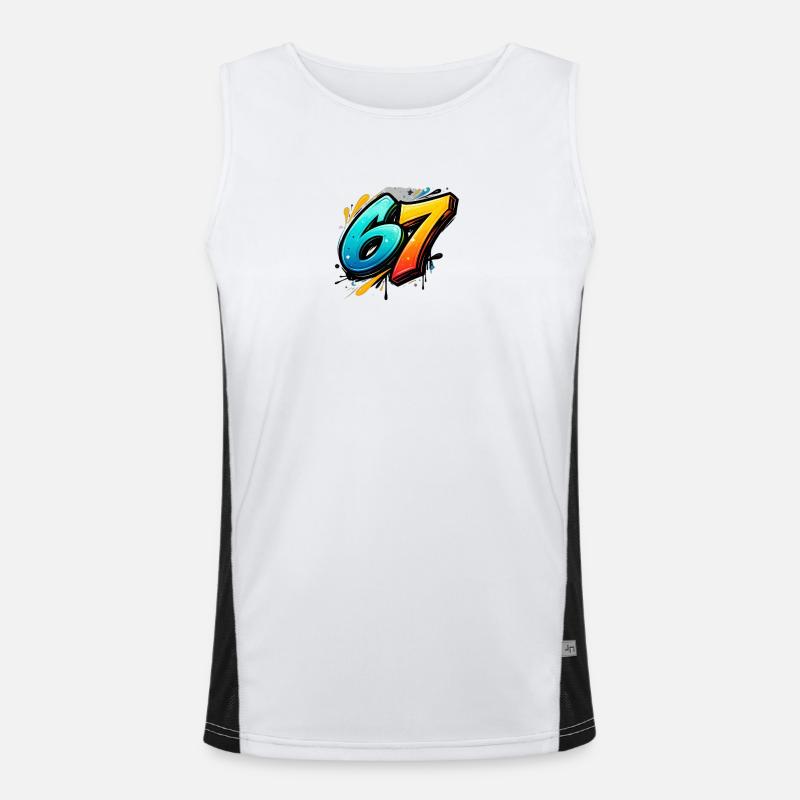 Graffiti 67 Farbexplosion Funktionelles Kontrast-Tank Top für Männer 