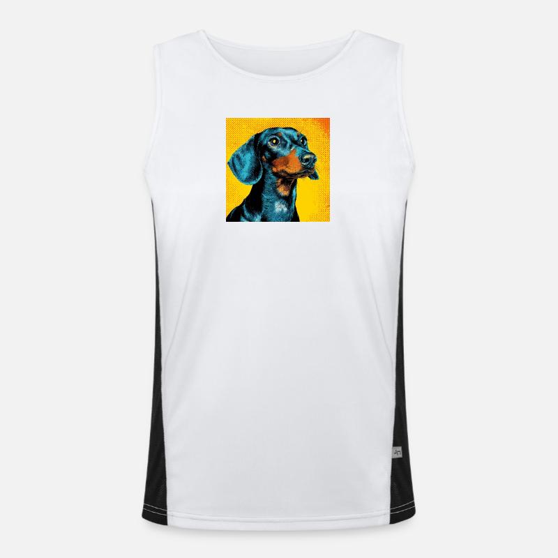 Pop Art Dachshund  Men's Functional Contrast Tank Top 