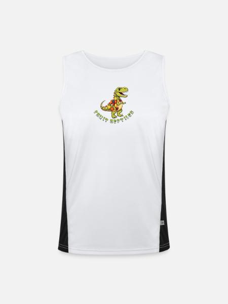 Frucht-Dino mit Obstkranz - Funktionelles Kontrast-Tank Top für Männer  - Weiß/Schwarz