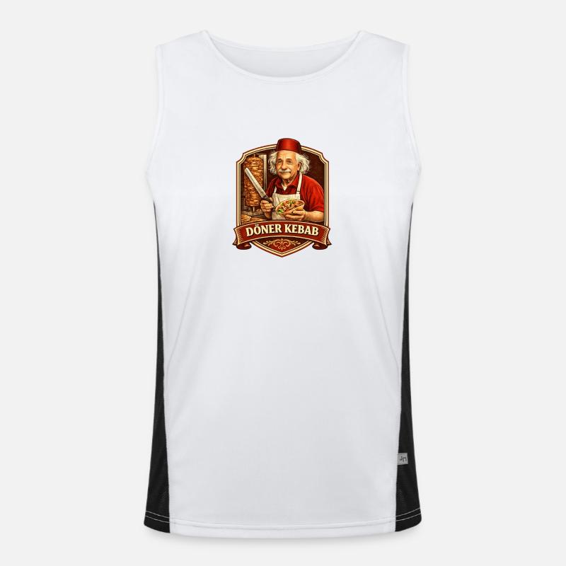 Doner Kebab Master Retro Caricature - Men's Functional Contrast Tank Top  - white/black