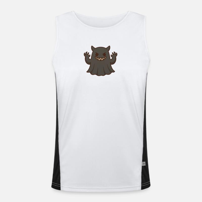 Kawaii monster with a mischievous smile - Men's Functional Contrast Tank Top  - white/black