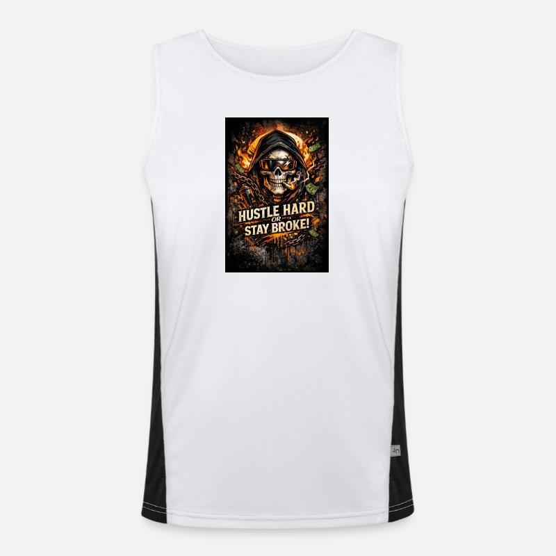 Hustle Hard oder Stay Broke Funktionelles Kontrast-Tank Top für Männer 