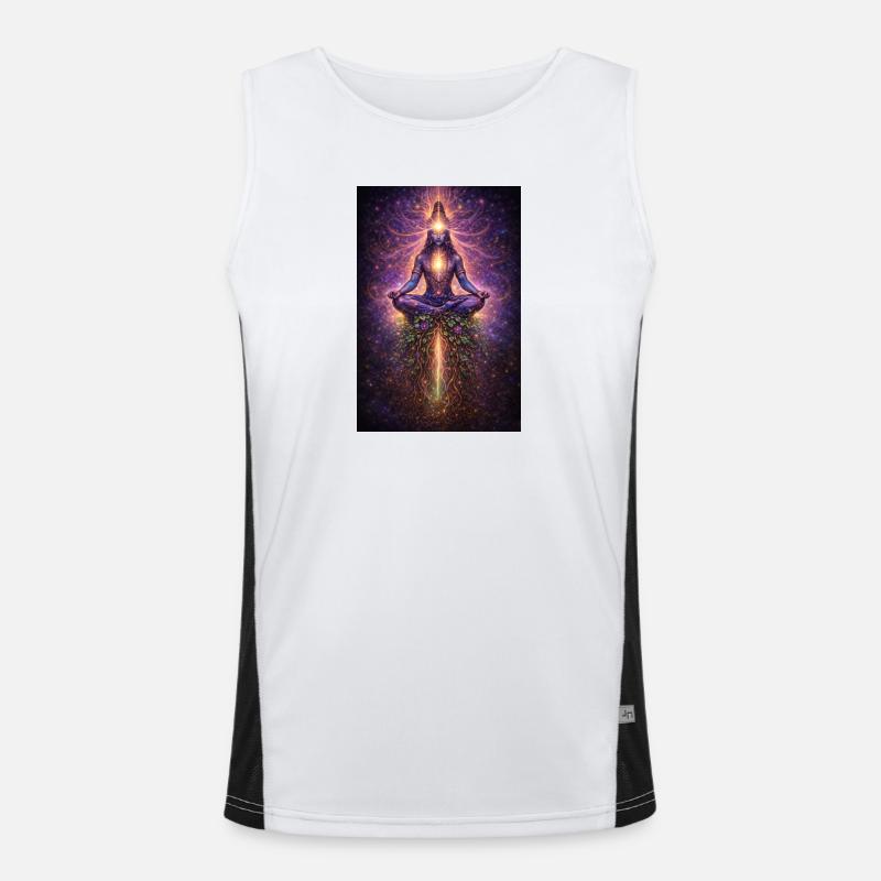 Kosmische Meditation Lichtfluss Funktionelles Kontrast-Tank Top für Männer 