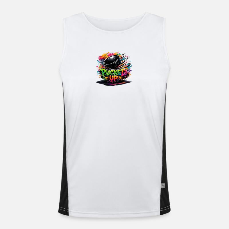 Puck de graffiti complètement déformé Débardeur respirant contrasté Homme 