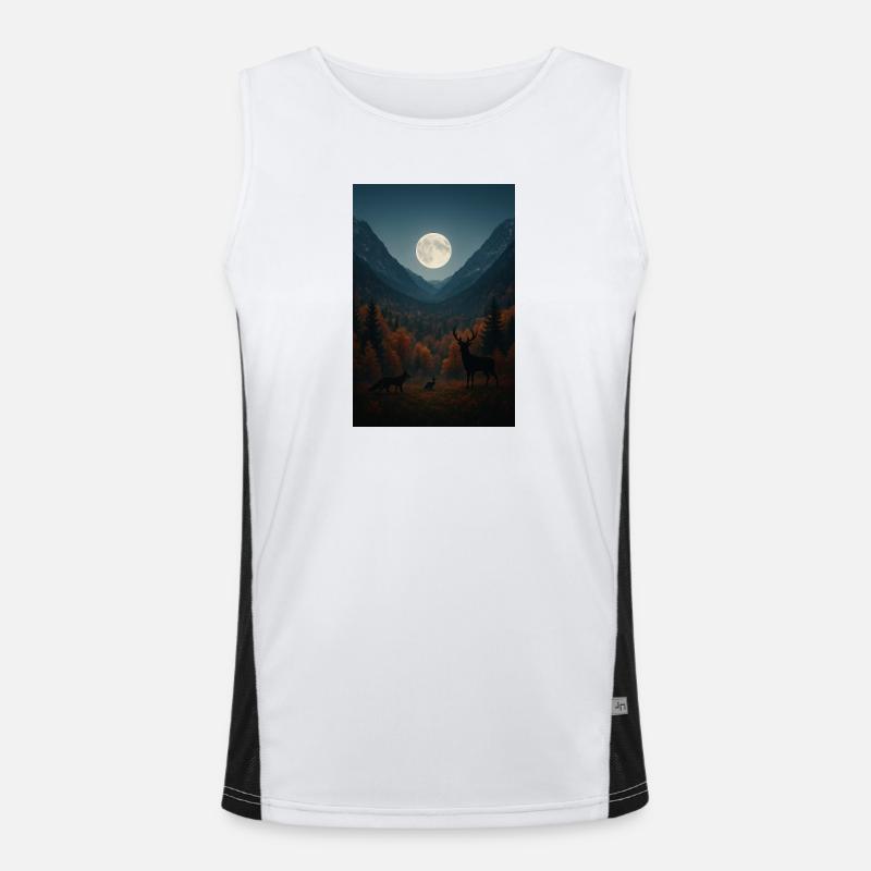 Lunar light on forest valley Men's Functional Contrast Tank Top 