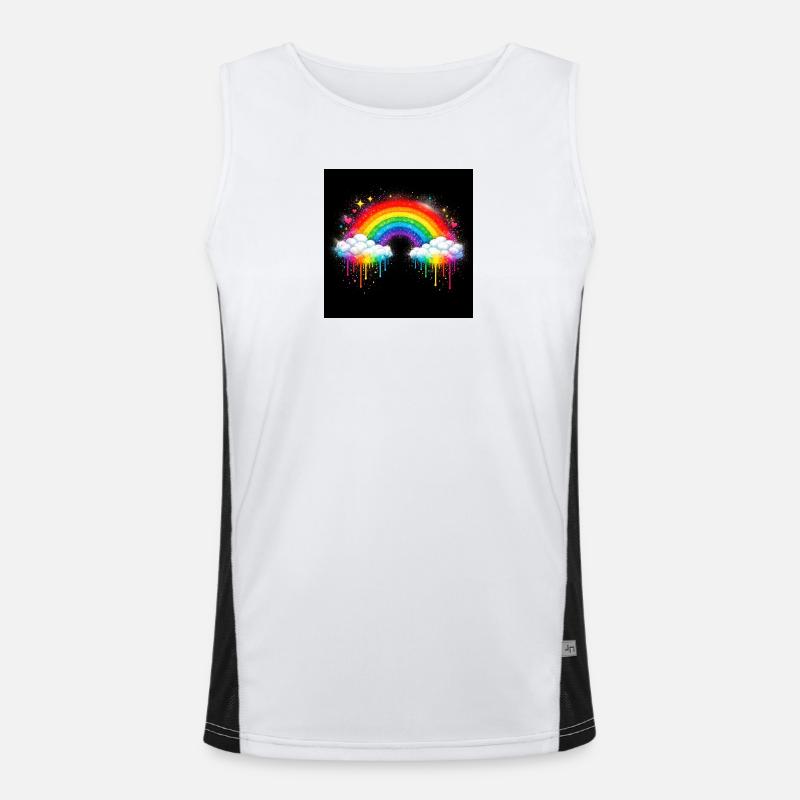 Rainbow Cloud Graffiti Drop - Men's Functional Contrast Tank Top  - white/black