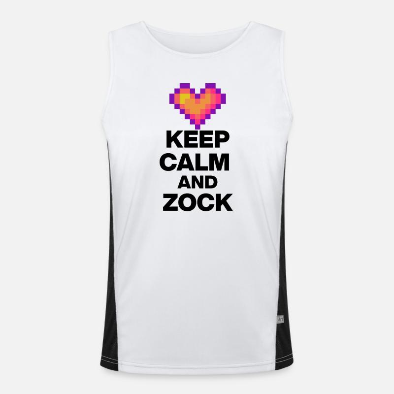 KEEP CALM AND ZOCK! 8 BIT LIEBE RETRO GESCHENK s Funktionelles Kontrast-Tank Top für Männer 