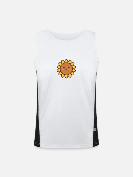 Gelbe Lächelnde Blume - Funktionelles Kontrast-Tank Top für Männer  - Weiß/Schwarz