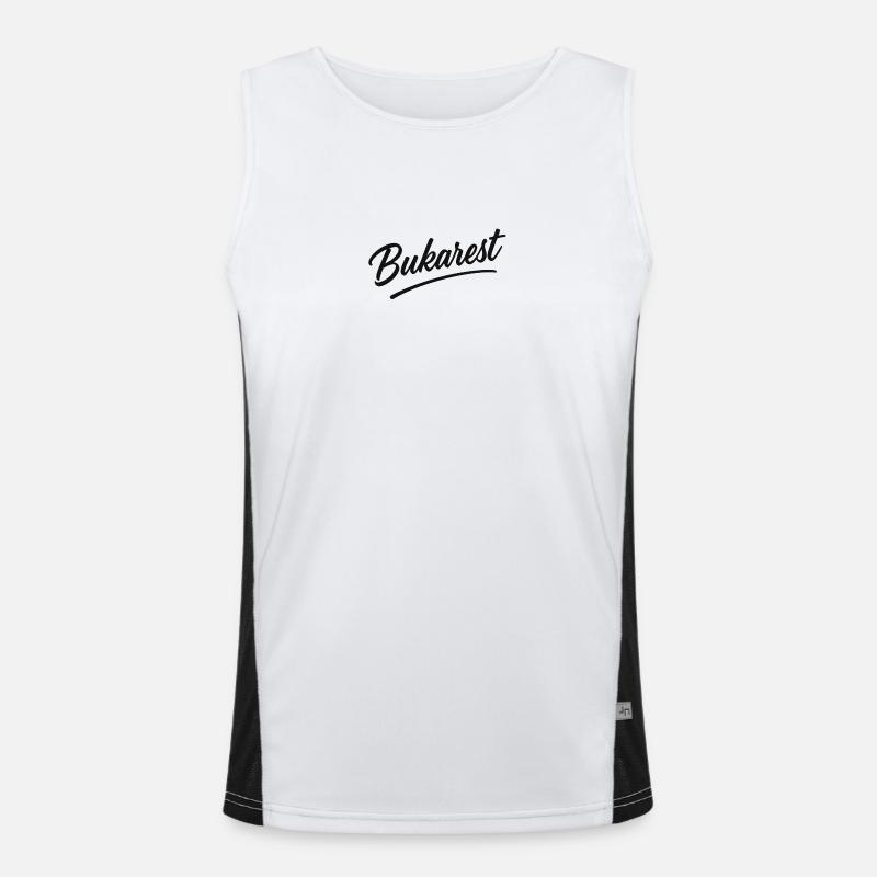 Bukarest Script Vintage Logo Funktionelles Kontrast-Tank Top für Männer 
